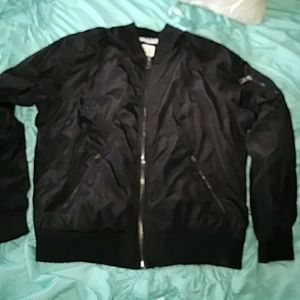 Black bomber fur lined jacket sz xl
